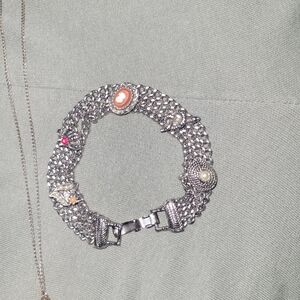 Vintage 60s Charm Bracelet Goldette Victorian Revival Art Deco Snake Bee Cameo